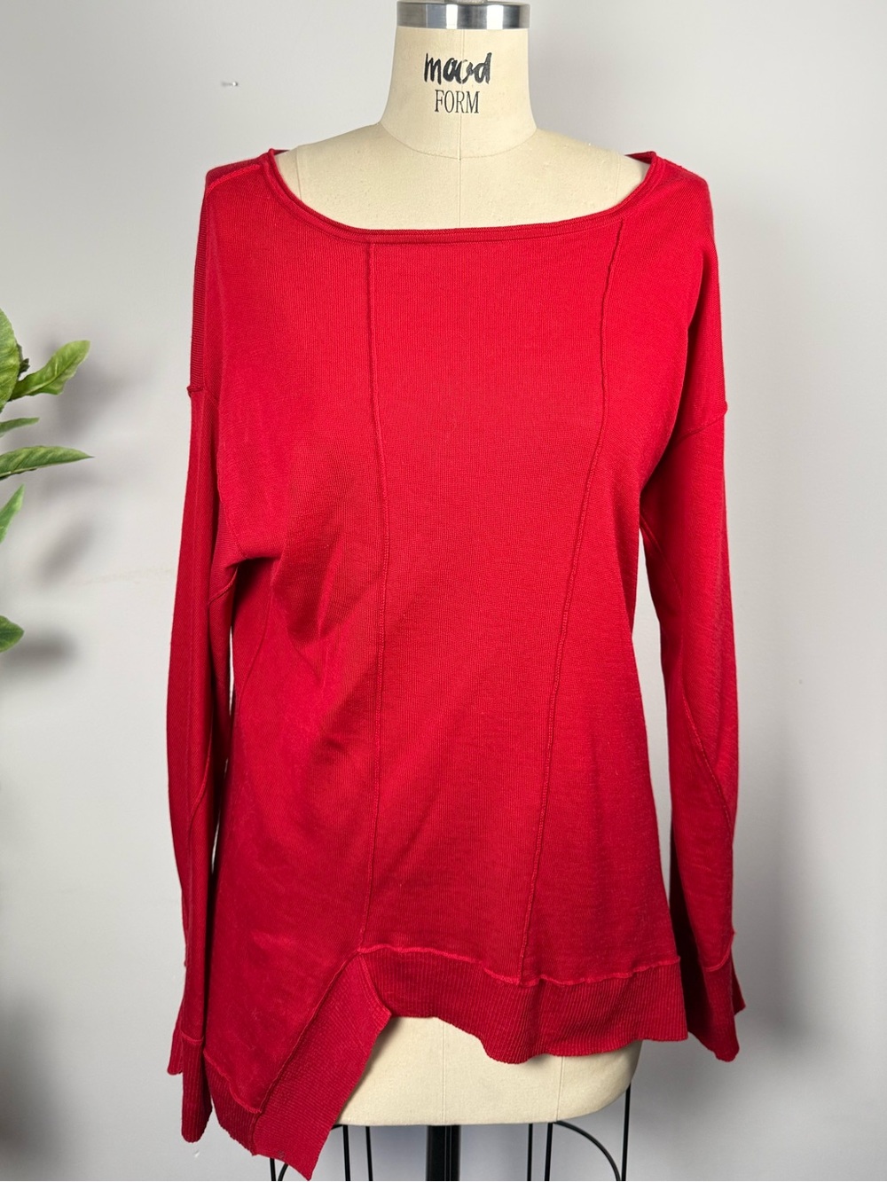 Eileen Fisher Red Knit Long Sleeve Top